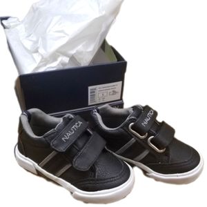 📢 SALE Nautica Hull Toddler Shoes SZ 5 Black/grey PU Velcro Straps NEW In Box